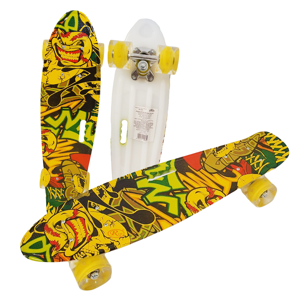 Penny board copii Galben cu roti luminoase silicon Skateboard