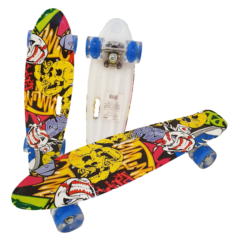 Penny board copii Graffti cu roti luminoase silicon Skateboard