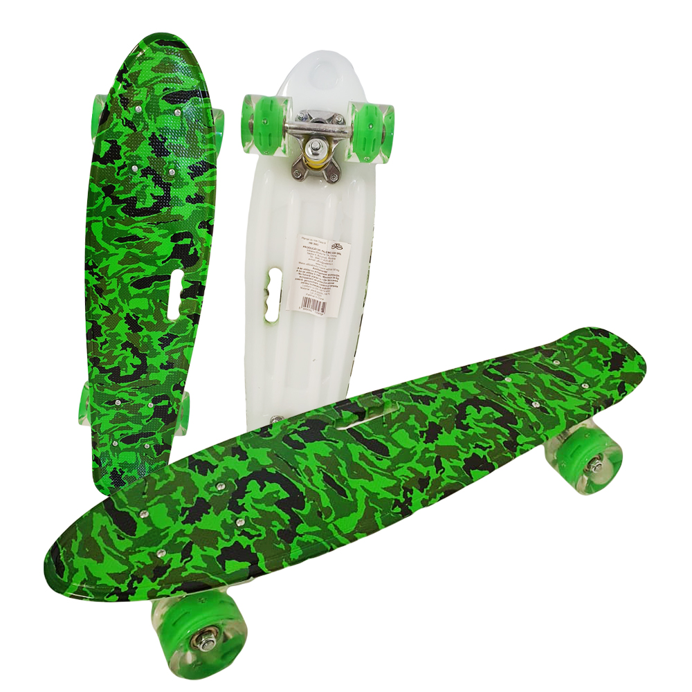 Penny board copii Verde cu roti luminoase silicon Skateboard