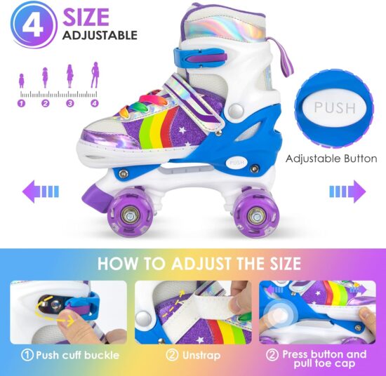 Role 4 roti incepatori reglabile Lumini Frana de siguranta copii