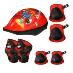 Set Protectii captusite Rosu Casca pentru role skateboard copii