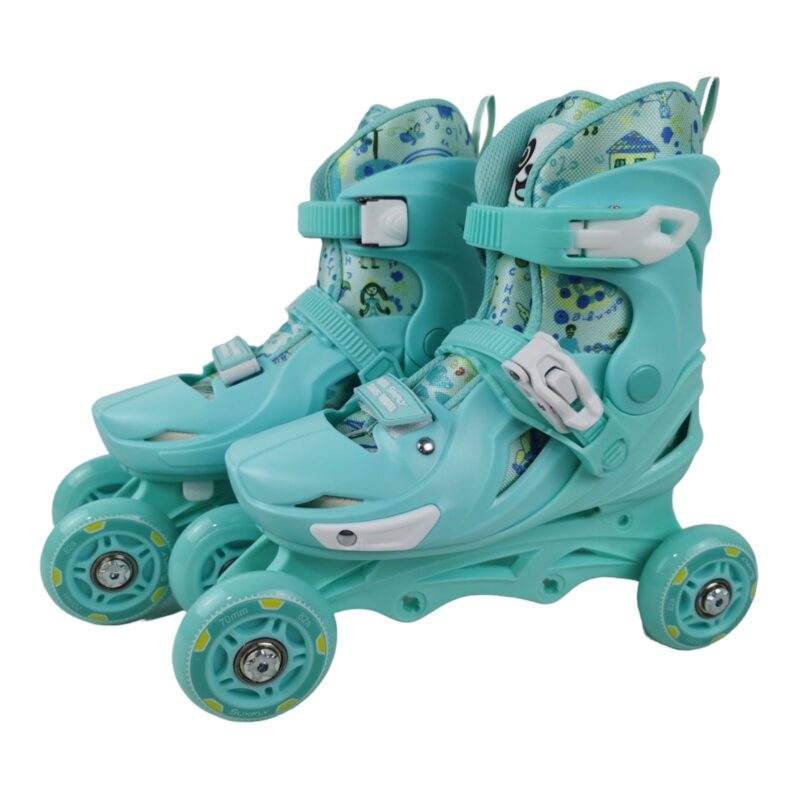 Set Role Reglabile Turcoaz Panda protectii Pozitionarea rotilor 2in1