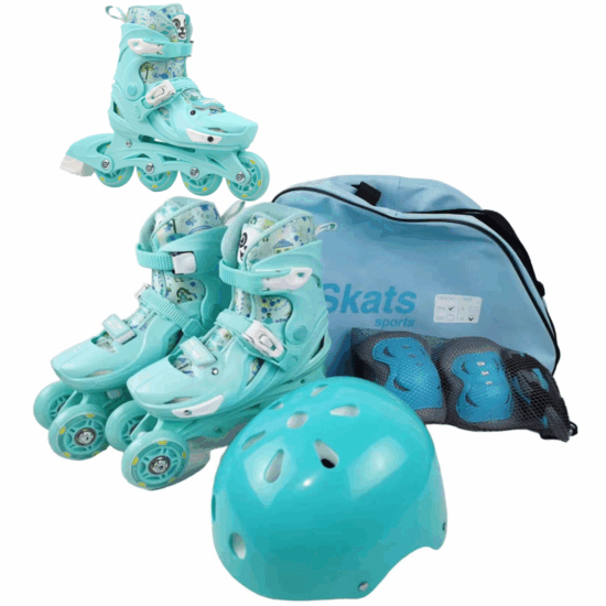 Set Role Reglabile Turcoaz Panda protectii Pozitionarea rotilor 2in1