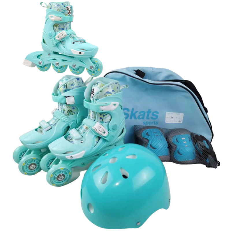 Set Role Reglabile Turcoaz Panda protectii Pozitionarea rotilor 2in1