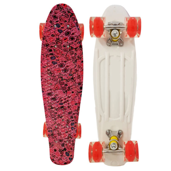 Skateboard Graphic Rosu Penny Board cu roti din silicon Lumini