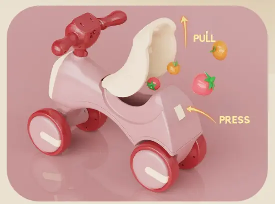 Bicicleta de echilibru fara pedale copii cu Muzica Lumini cu 4 roti