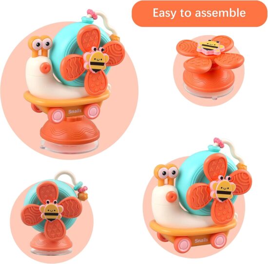 Jucarie senzoriala motrica pentru bebelusi Melc cu Ventuza Elice