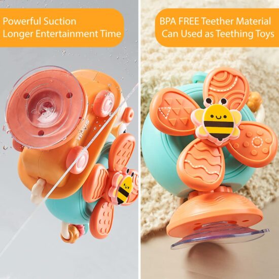 Jucarie senzoriala motrica pentru bebelusi Melc cu Ventuza Elice