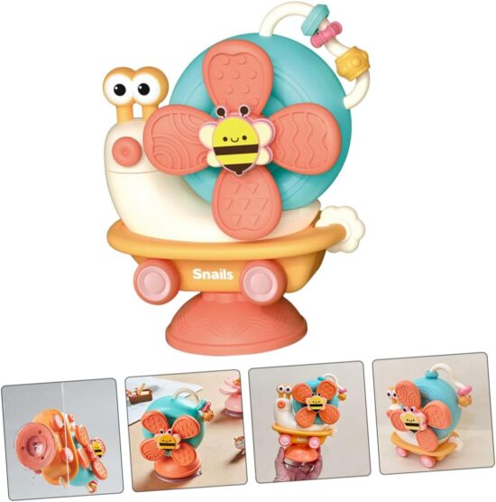 Jucarie senzoriala motrica pentru bebelusi Melc cu Ventuza Elice