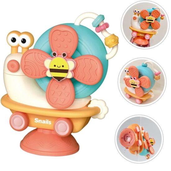 Jucarie senzoriala motrica pentru bebelusi Melc cu Ventuza Elice