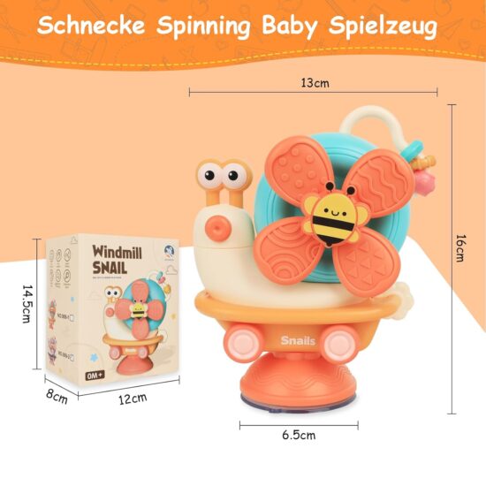 Jucarie senzoriala motrica pentru bebelusi Melc cu Ventuza Elice