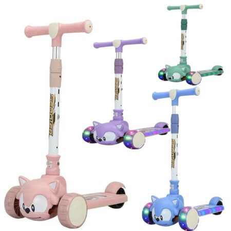 Trotineta pliabila cu Lumini Ariciul Roz Sonic Muzical reglabil