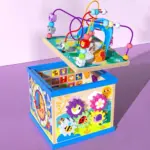 Cub Montessori 5in1 Abac Animalute Alfabet Sortator din lemn