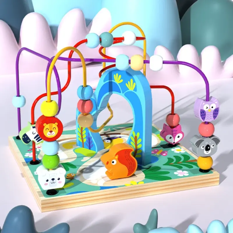 Cub Montessori 5in1 Abac Animalute Alfabet Sortator din lemn