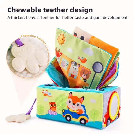 Cutiuta cu servetele moi Transport Cub senzorial Activitati bebe