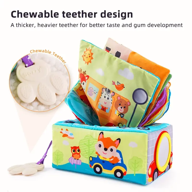 Cutiuta cu servetele moi Transport Cub senzorial Activitati bebe