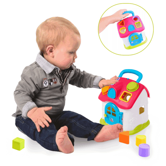 Jucarie educativa Casuta Roz Muzicala cu forme geometrice colorate