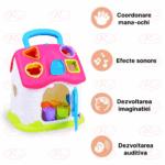 Jucarie educativa Casuta Roz Muzicala cu forme geometrice colorate
