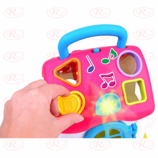 Jucarie educativa Casuta Roz Muzicala cu forme geometrice colorate