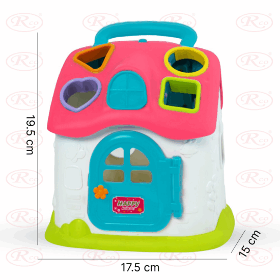 Jucarie educativa Casuta Roz Muzicala cu forme geometrice colorate