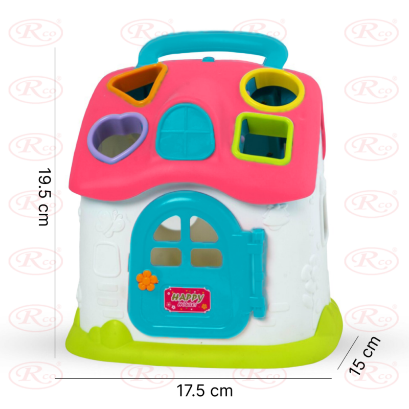 Jucarie educativa Casuta Roz Muzicala cu forme geometrice colorate