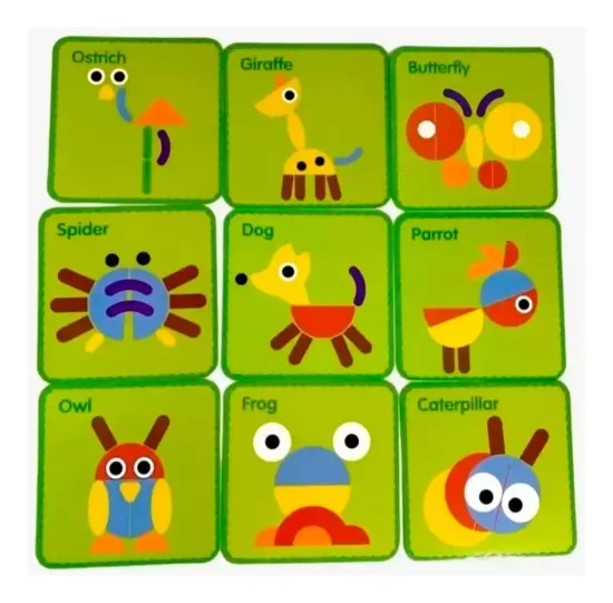 Puzzle din lemn Montessori Tangram 30 piese si forme geometrice