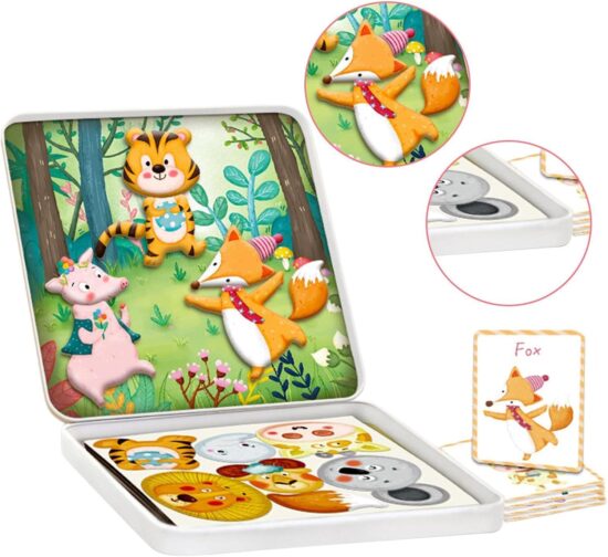 Puzzle magnetic cutie Formeaza Recunoaste Animalele Deseneaza