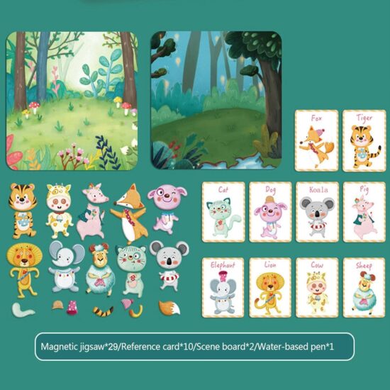 Puzzle magnetic cutie Formeaza Recunoaste Animalele Deseneaza