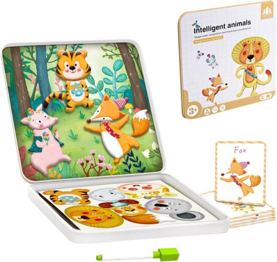 Puzzle magnetic cutie Formeaza Recunoaste Animalele Deseneaza