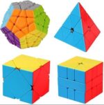 Set 4 Puzzle tip Cub Rubik colorat antistres Jucarie inteligenta
