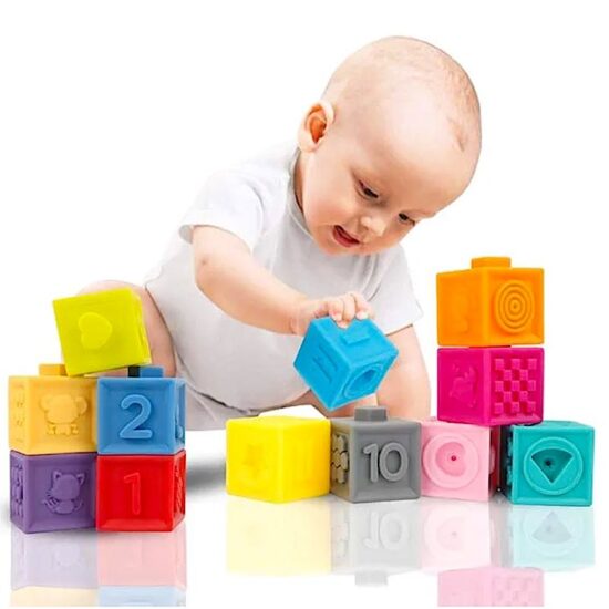 Set Jucarii bebe senzoriale Cuburi Forme cu cifre din silicon