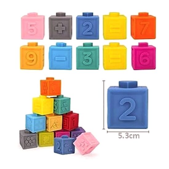 Set Jucarii bebe senzoriale Cuburi Forme cu cifre din silicon