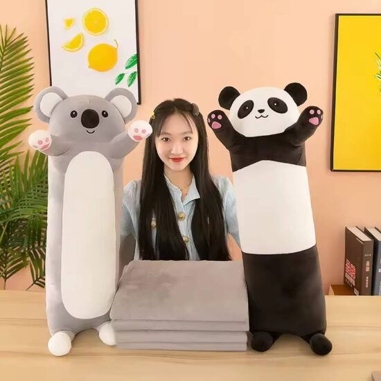 Set Perna lunga Koala Panda Patura plus Jucarie moale si pufoasa Set Perna lunga Koala Panda Patura plus Jucarie moale si pufoasa