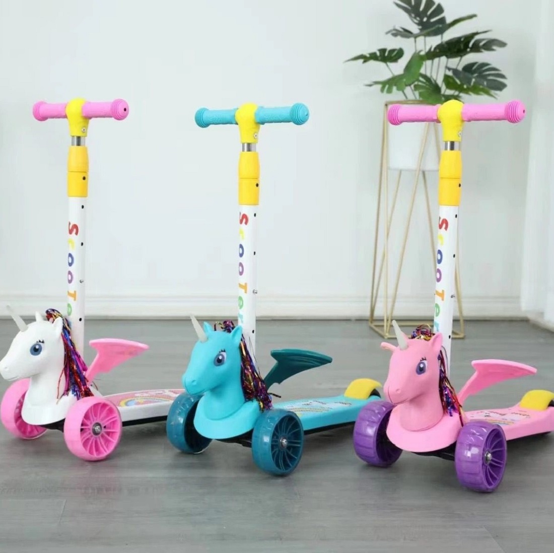 Trotineta copii cu Sunete Unicorn Scooter reglabil pe inaltimi