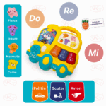 Jucarie interactiva bebe Autobuzul luminos cu animale si pian