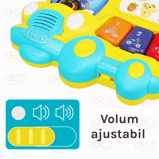 Jucarie interactiva bebe Autobuzul luminos cu animale si pian