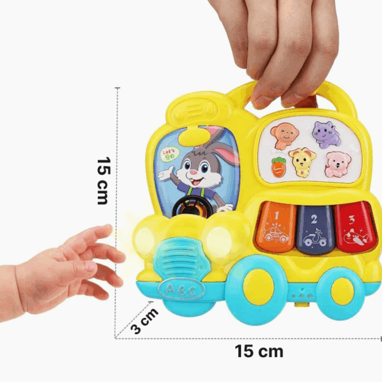 Jucarie interactiva bebe Autobuzul luminos cu animale si pian