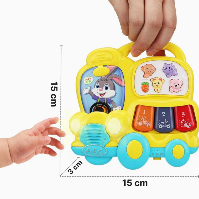 Jucarie interactiva bebe Autobuzul luminos cu animale si pian