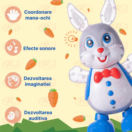Jucarie interactiva bebe Iepurasul dansator cu Lumini si Muzica