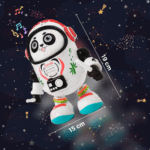 Jucarie interactiva bebe Panda Cosmonaut cu Lumini si Muzica