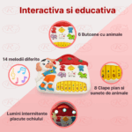 Jucarie interactiva bebe Pianina Alba Catelus cu lumini