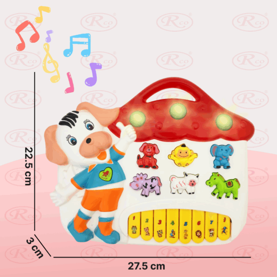 Jucarie interactiva bebe Pianina Alba Catelus cu lumini