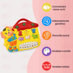 Jucarie interactiva bebe Pianina galbena Catelus cu lumini