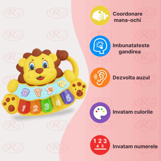 Jucarie-interactiva-copii-Mini-pianina-Leul-muzical-si-luminos
