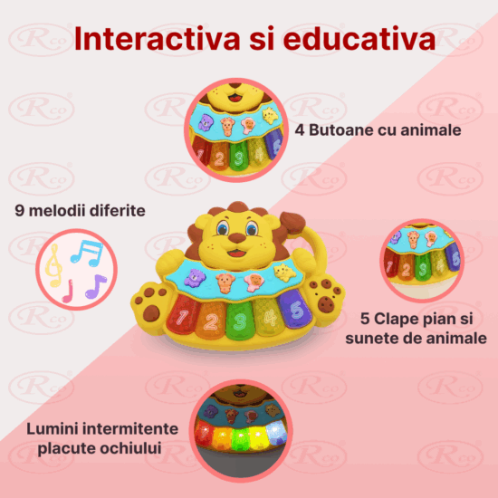 Jucarie-interactiva-copii-Mini-pianina-Leul-muzical-si-luminos