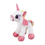 Jucarie plus Unicorn Muzical Curcubeu cu aripi si sclipici 20 cm