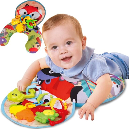 Perna pentru burtica si cap Vulpita cu accesorii bebe Zornaitori Perna pentru burtica si cap Vulpita cu accesorii bebe Zornaitori