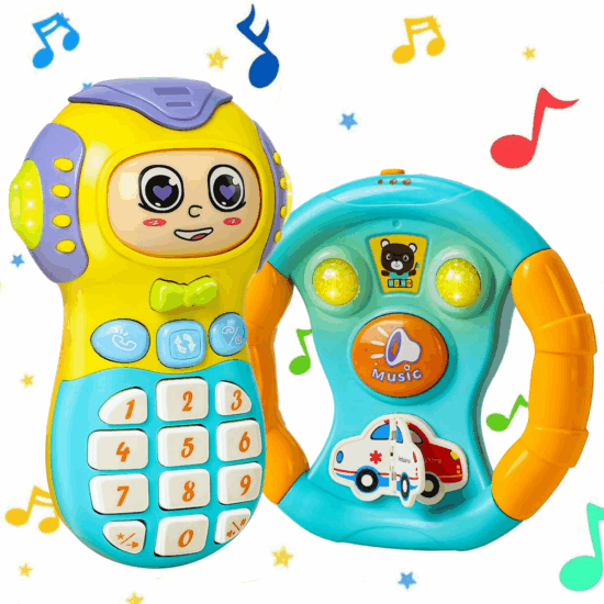Set 2 Jucarii interactive bebe Telefon Volan cu lumini si sunete Set 2 Jucarii interactive bebe Telefon Volan cu lumini si sunete