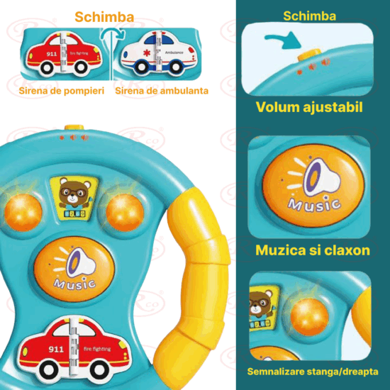 Set 2 Jucarii interactive bebe Telefon Volan cu lumini si sunete