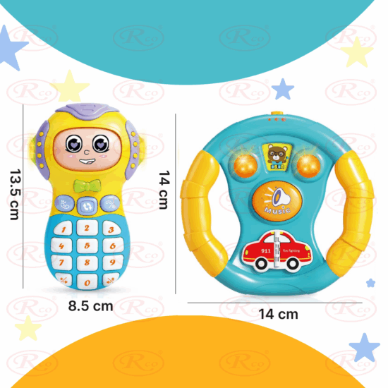 Set 2 Jucarii interactive bebe Telefon Volan cu lumini si sunete